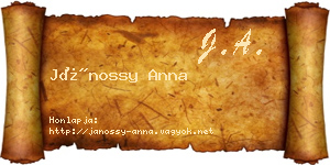 Jánossy Anna névjegykártya